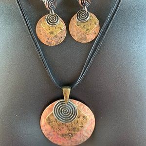 Boho Hippie Artsy Pendant Dangle Earrings Set